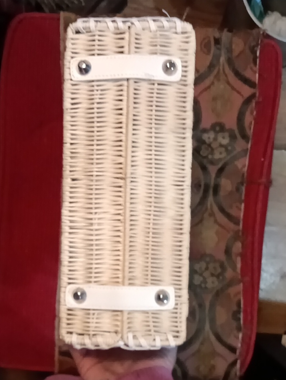 Woven Basket Tote with White Trim - Picture 3 of 6